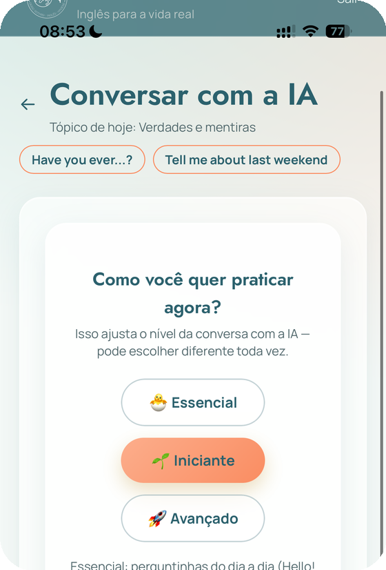 Tela Conversar com a IA do App VOX